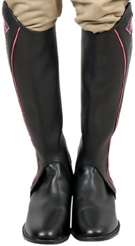 Riders Trend damski piękna w pełni skórzana czapsy Gaiter bliznowata Amara podszyta Reiter czapsy, czarny, xl 10025513-BLKPNK-XL_Black/Pink_XL