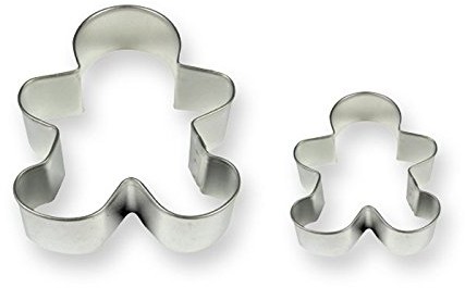 PME pme SC620 do wykrawania ciasteczek-i ciasto z motywem piernikowego ludzika-motyw, mały i duży format, asortyment, stal nierdzewna, srebrna, 9 x 2 x 7 cm, 2-częściowy SC620