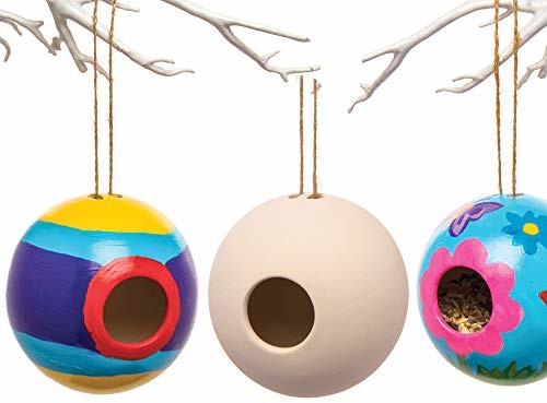 Baker Ross okrągły ceramiczny domek dla ptaków (2 sztuki)  wiosenny pomysł dla dzieci do ozdabiania i tworzenia