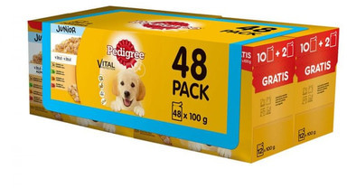 Pedigree Vital Protection karma junior z kurczakiem i jagnięciną w galarecie 4x12x100 g