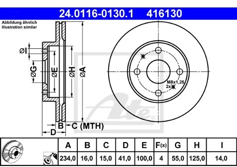 ATE 24.0116-0130.1 CENA 108 PLN TARCZA HAMULC. PRZÓD DAIHATSU TREVIS SIRION JUST