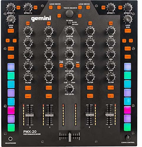 Gemini PMX-20 | 4-kanałowy mikser DJ z interfejsem MIDI i 4 In/4 Out-Audio GMPMX20