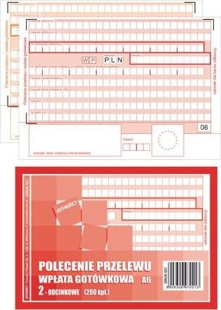 Staples Druk akcydensowy polecenie przelewu A6 1+1 200/kpl DR0339