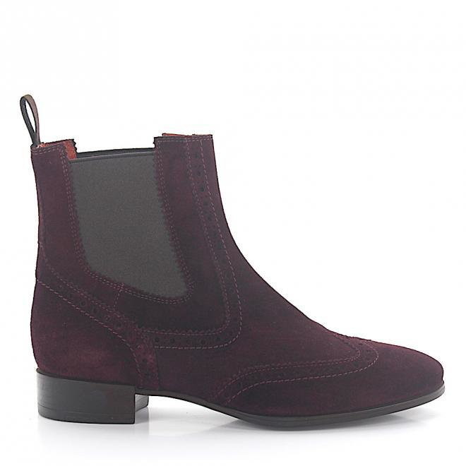Santoni Chelsea Boots zamsz bordowy