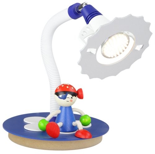 Elobra Elobra lampa stołowa lampka dla dzieci Pirat w zestawie LED lampa stołowa Pokój dziecięcy z drewna, ciemny niebieski 126110 126110