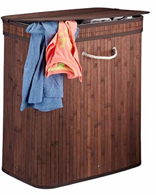 Relaxdays kosz na pranie z pokrywką, 2 przegródki, oddzielny worek na pranie, wentylowany, 72 litry, bambusowy pojemnik na pranie, różne kolory Kolory 10024237_93