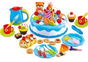 Hanaset Tort Urodzinowy do Krojenia Kuchnia 80 el Niebieski 22227