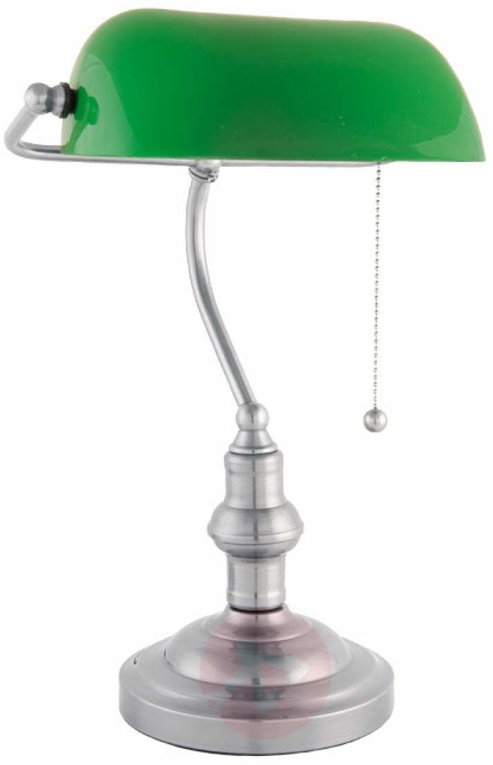 Clayre & Eef Ozdobna lampa bankierska Verda z niklowaną nogą
