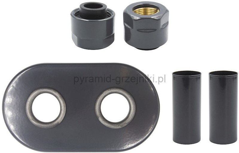 Vario Term Zestaw maskujący rozety + tuleje + złączki Cu/Pex x GW3/4 - grafit błyszczący instalacja miedziana -CU rozeta owalna ZMR2M15x3/407