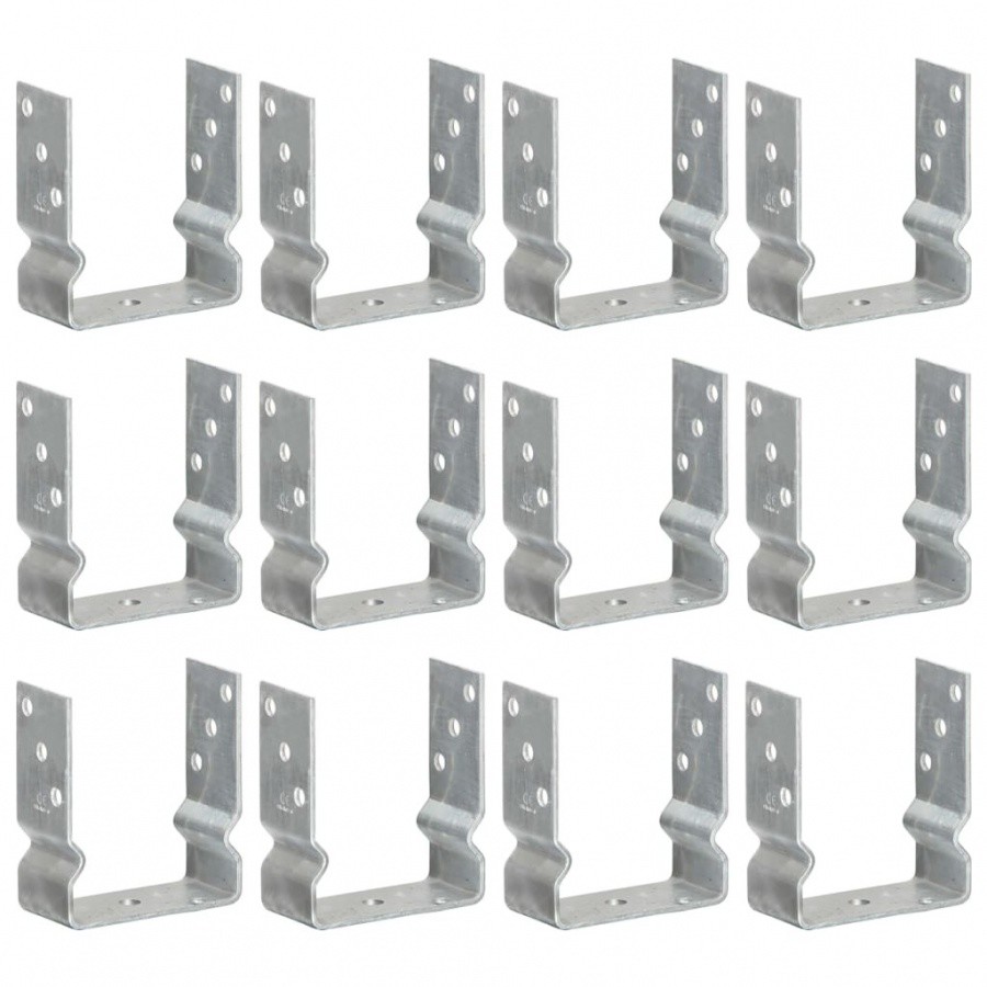 Vida Kotwy do słupków 12 szt. srebrne 12 x 6 x 15 cm stal V-145340