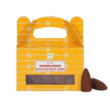 Satya Kadzidełka stożkowe Backflow SANDALWOOD (z przepływem zwrotnym)