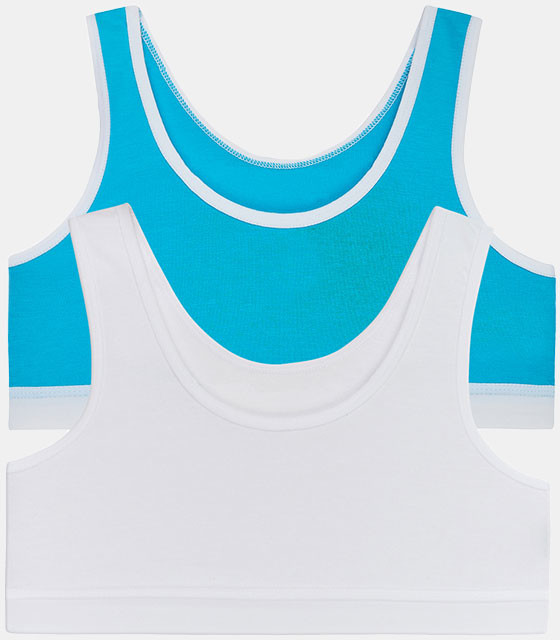 GARNA MAMA sp. z o.o. 2 PACK dziewczęcych topów basic Crop biało-niebieski