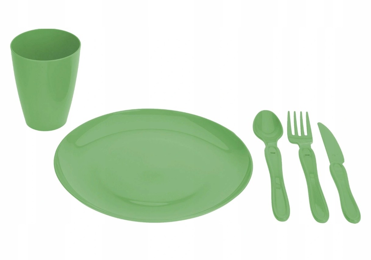Zestaw Piknikowy W Pudełku sztućce+naczynia Zielon