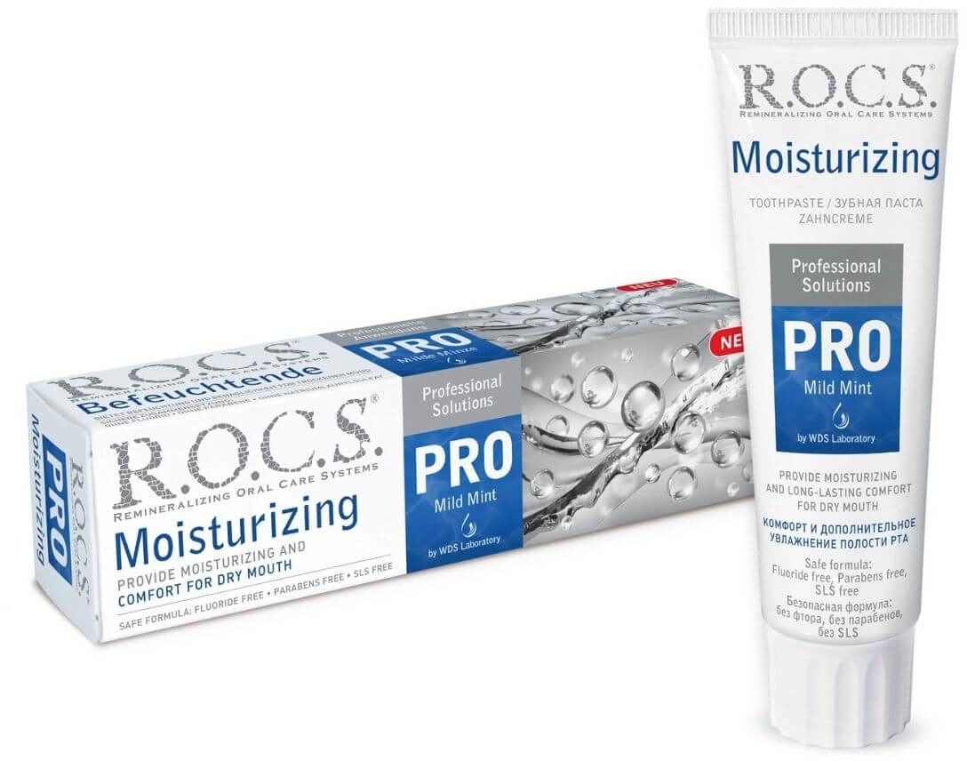 R.O.C.S. PRO Mild Mint Moisturizing - Nawilżająca pasta do zębów na suchość jamy ustnej 100 ml