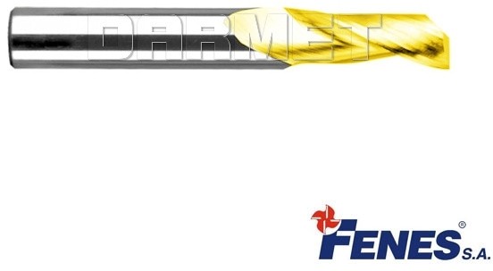 FENES Frez trzpieniowy 1-ostrzowy, uniwersalny do metali lekkich i tworzyw sztucznych, NFPj HSS-E TiN Golden Line - 6MM - FEN_0641-520-105-520