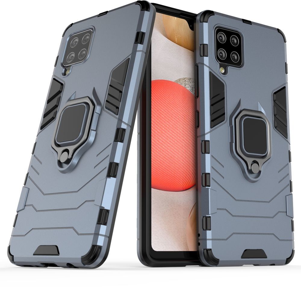 Samsung Hurtel Ring Armor pancerne hybrydowe etui pokrowiec + magnetyczny uchwyt Galaxy A42 5G niebieski
