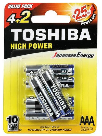 Toshiba Baterie alkaliczne LR03GCNP BP6 2F