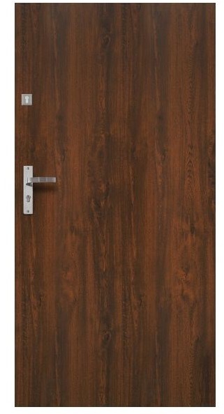 Drzwi zewnętrzne stalowe Jowisz Gładki 90 prawe orzech