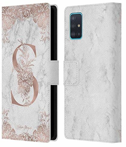 Samsung Head Case Designs Head Case Designs Oficjalna natura Magick litera S różowe złoto marmur monogram 2 skórzany portfel na książki pokrowiec kompatybilny z Galaxy A51 (2019) HLBWH-A512019-NMAGRGO2-LS