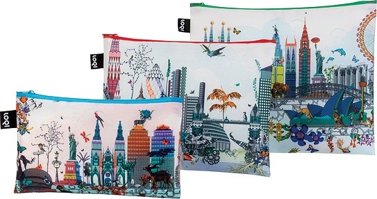 Loqi Saszetki Zip Pockets Kristjana S Williams Interiors 3 szt. World Skyline ZP.KW.WS