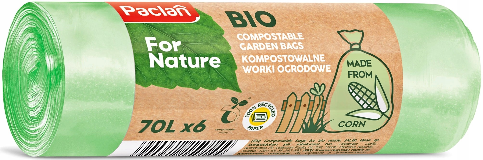 Paclan Biodegradowalne worki na odpady 70L 6szt