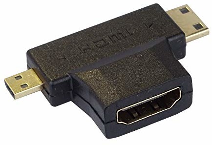 PremiumCord Adapter HDMI na Mini HDMI i Micro HDMI, pozłacany, gniazdo HDMI na wtyczkę Mini HDMI i wtyk Micro HDMI - do FULL HD 1080p, 3D, kolor czarny kphdma-17