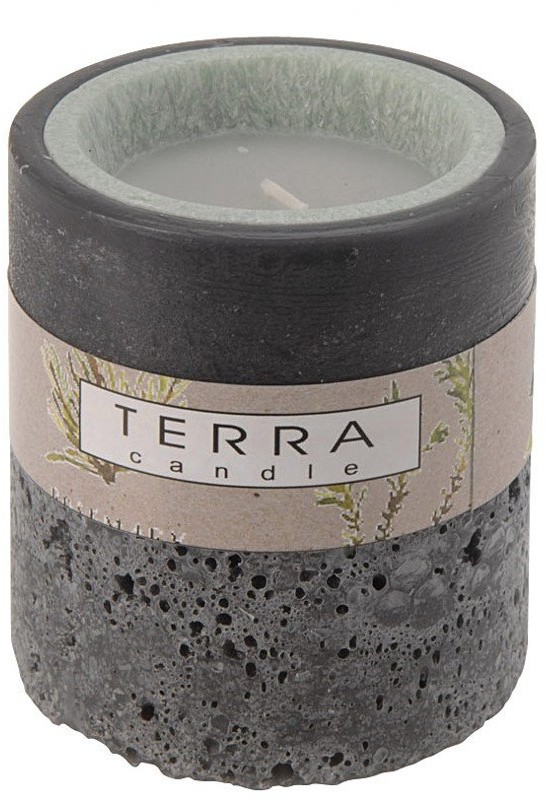 Świeca rustykalna, mała szara, 10x9 cm