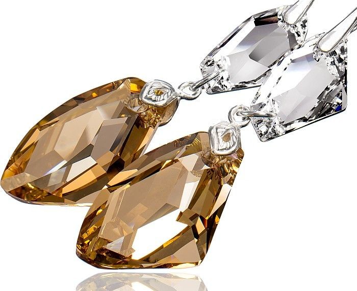 Swarovski piękne długie kolczyki GOLDEN MOONLIGHT