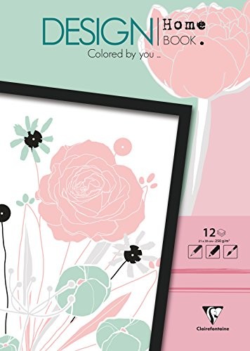 Clairefontaine Sklejone wyłączeniem pojedynczych arkuszy dla dorosłych: Design Home Book 13 x 17 cm kwiaty: kolorowanka dla dorosłych