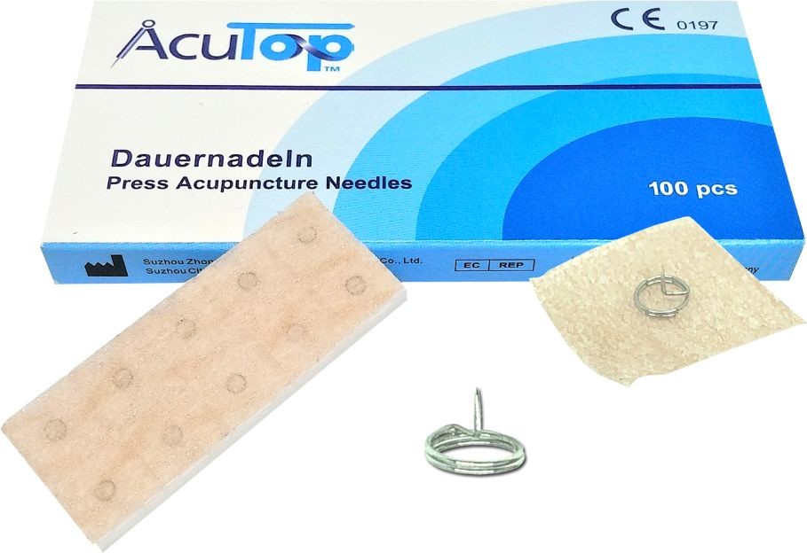 Igły do akupunktury na plasterku - pinezki do długotrwałej stymulacji biologicznie aktywnych punktów na ciele (AcuTop Press Needles APN)