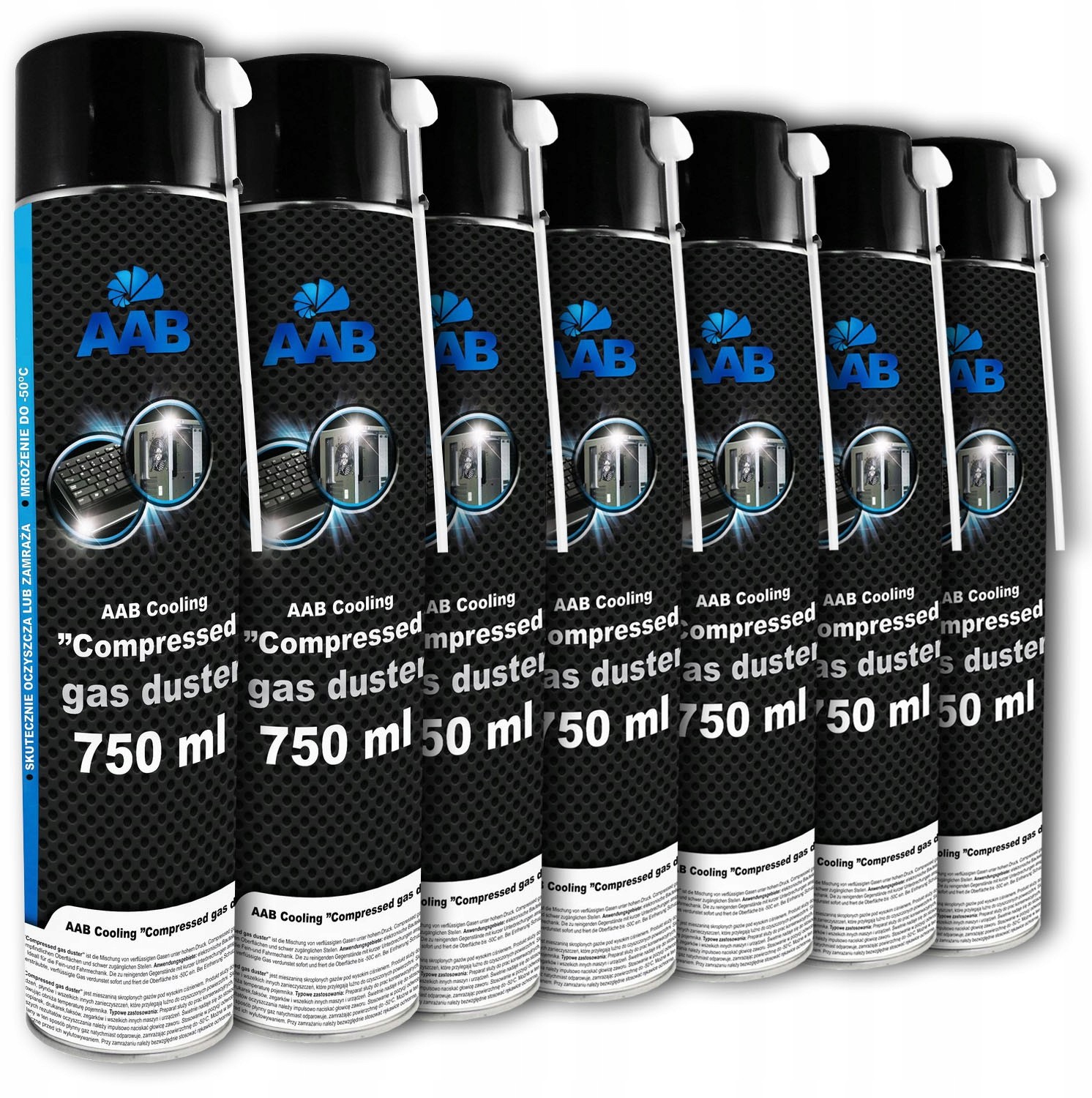 7x Aab Cooling Sprężone Powietrze 750ml + 14xRURKA