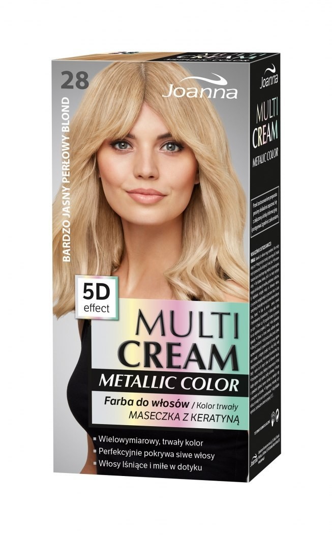 Joanna Multi Cream Metallic Color Farba do włosów nr 28 Bardzo Jasny Perłowy Blond 1op. 109575