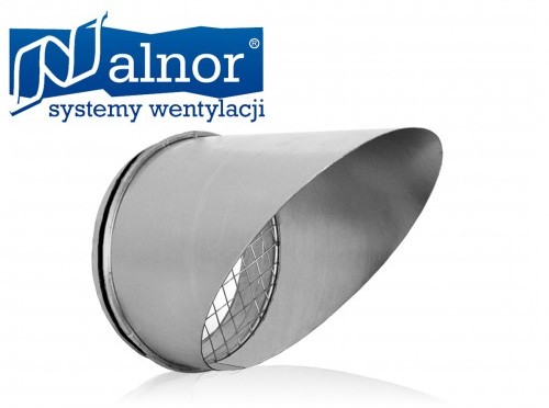 Alnor Króciec zakańczający z uszczelką, siatką i okapnikiem 45° 180mm ASVL-45-180