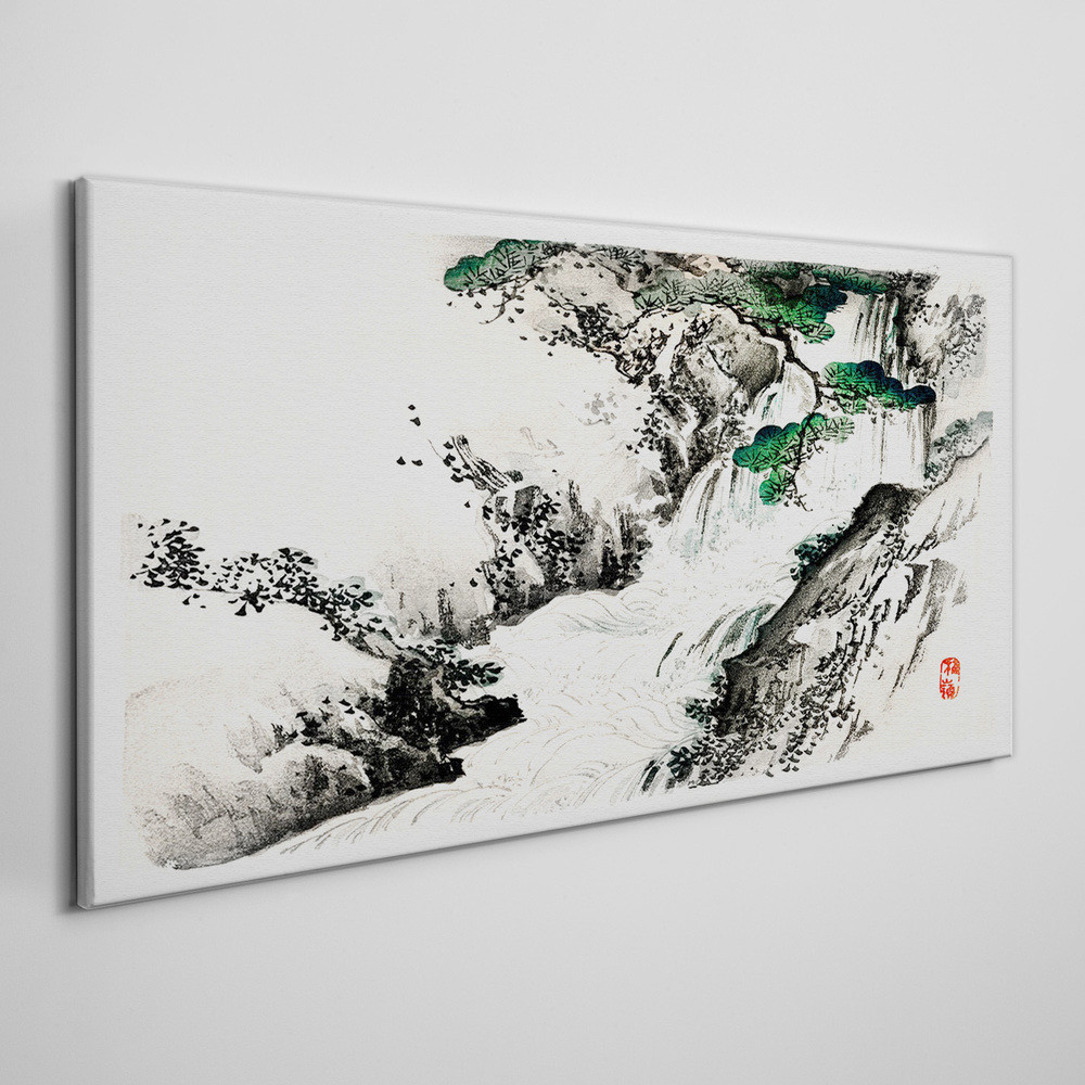 PL Coloray Obraz Canvas Wodospad Drzewo Fale 140x70cm