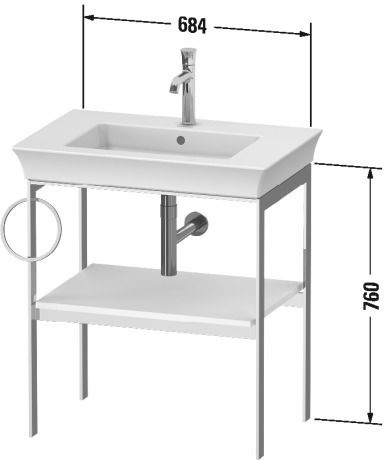 Duravit White Tulip Konsola stojąca do umywalki 68,4x45x76 cm biała wysoki połysk WT4543L8585