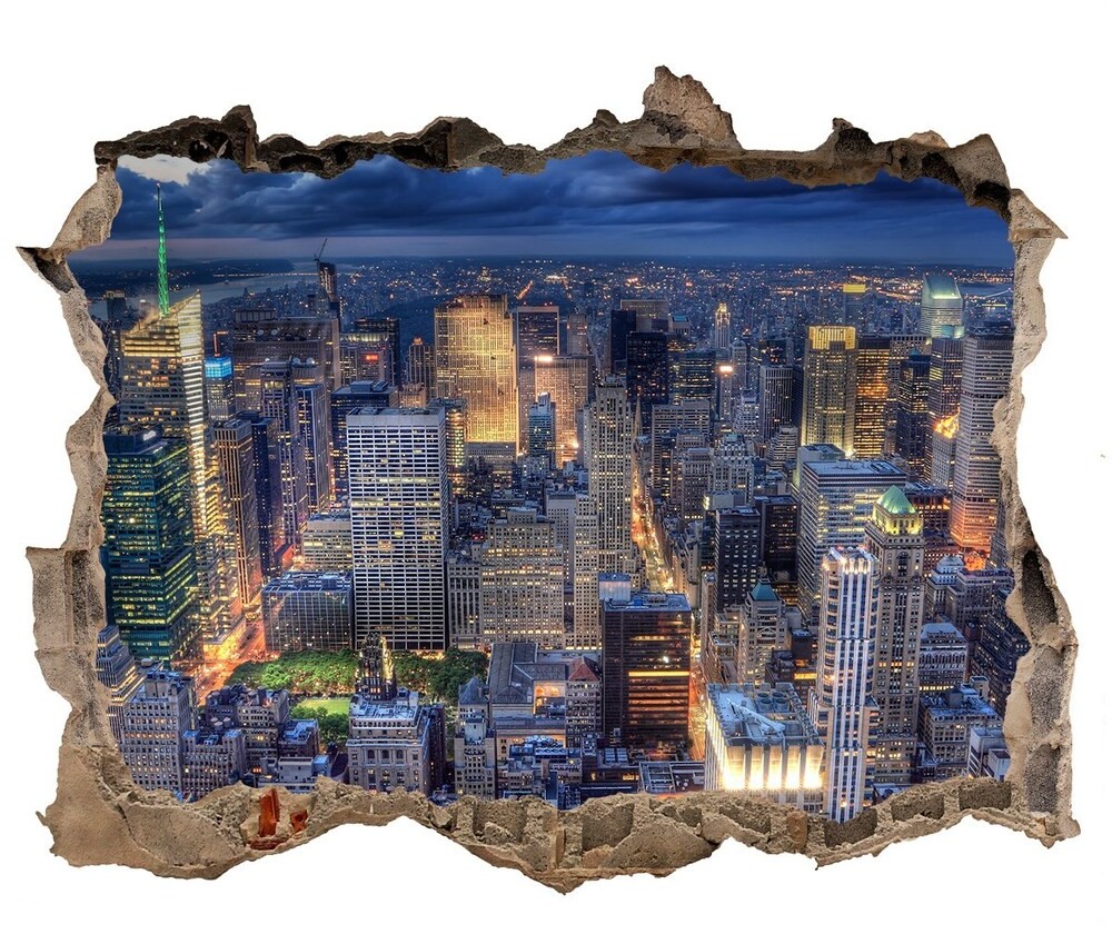 Wallmuralia.pl Fototapeta dziura na ścianę 3d Nowy Jork lot ptaka