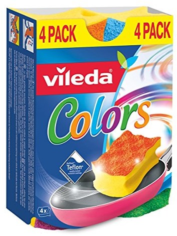 Vileda gąbki Colors  w kolorowych i świeżych kolorach  usuwa nawet najuporczywiej utrzymujących zabrudzeniem bez odprysków  4ER Pack (4 X 4) sztuki 149444