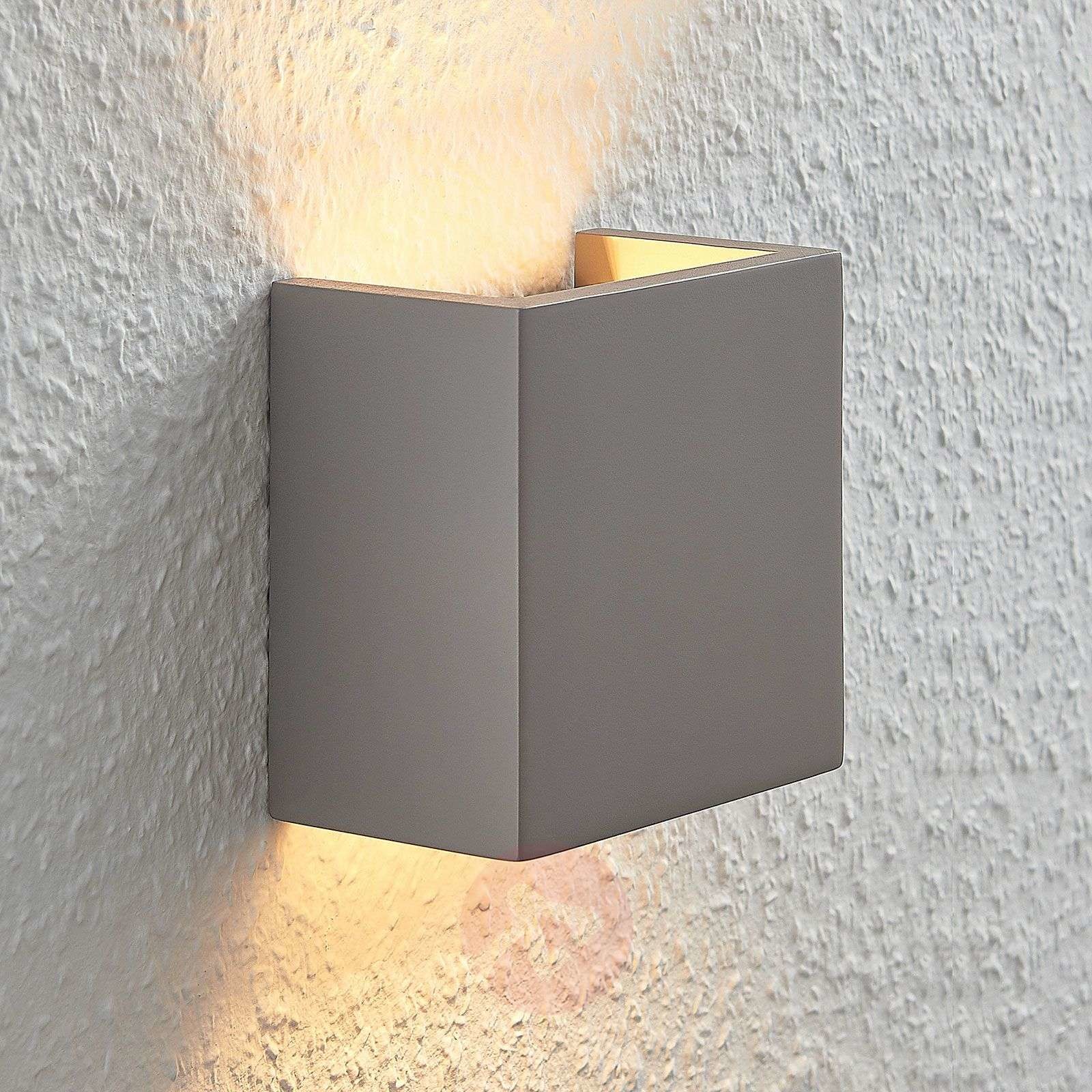Lampenwelt com Betonowa lampa ścienna Smira, szara, 12,5x12,5 cm
