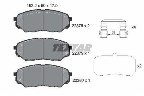 TEXTAR Zestaw klocków hamulcowych, hamulce tarczowe 2237801