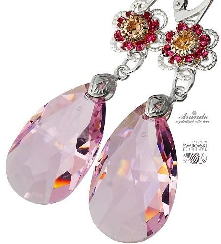 Swarovski NOWE PIĘKNE KOLCZYKI ROSALINE SREBRO
