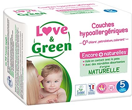 Love & Green Love & Green Pieluchy dla niemowląt, hipoalergiczne, 0%  rozmiar 5 (11  25 kg)