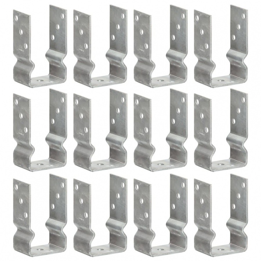 Vida Kotwy do słupków 12 szt. srebrne 8 x 6 x 15 cm stal V-145331