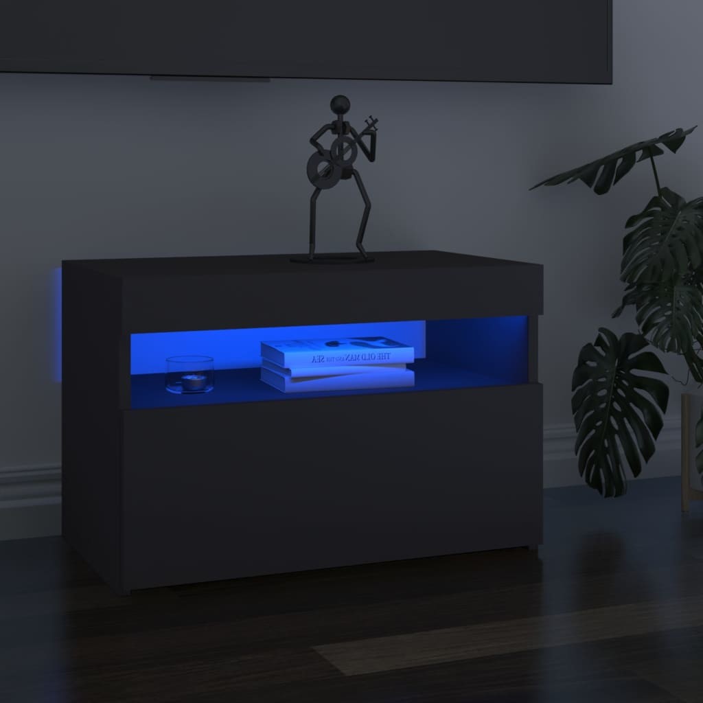 vidaXL Szafki TV z oświetleniem LED, 2 szt., szare, 60x35x40 cm
