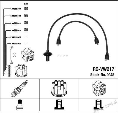 NGK Przewody zapłonowe 0948 RC-VW217