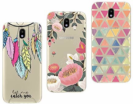 Samsung Novago Novago Opakowanie 3 etui ochronne kompatybilne z Galaxy J5 2017 (J530) z miękkiego i wytrzymałego żelu, odporne na uderzenia, z wysokiej jakości nadrukiem (x3, wielokolorowe) J52017TPU