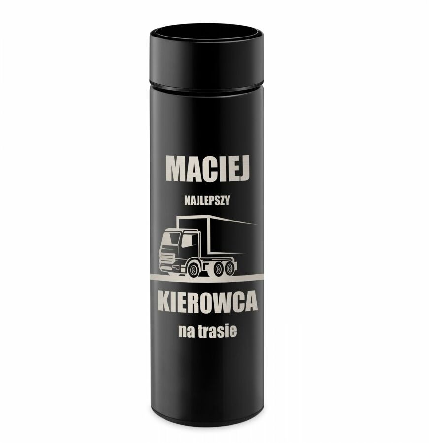 Murrano Kubek termiczny Termos z wyświetlaczem LED dla kierowcy na imieniny KUB-E-BK-029