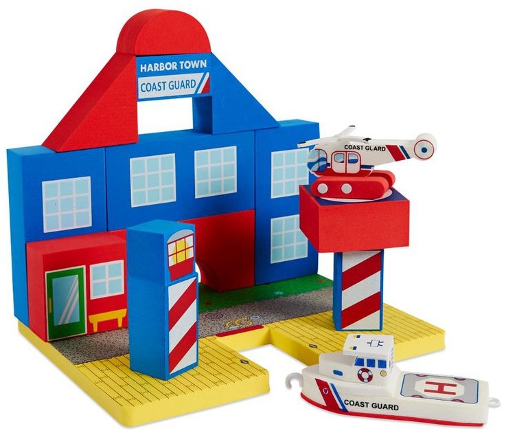 BathBlocks Zabawka do kąpieli BathBlocks - Straż przybrzeżna z helikopterem 19 el.