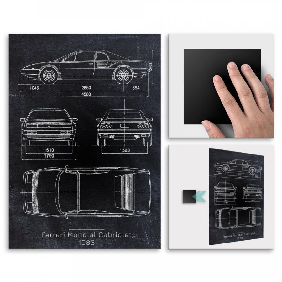 Pix4home Plakat metalowy Ferrari Mondial Cabriolet Projekt Blackboard L POS-L-03022