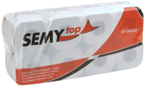 SemyTop semy Top papier toaletowy 2-warstwowa 250 arkuszy Biały z recyklingu, 4er Pack (4 X 8 sztuki) ST-88032