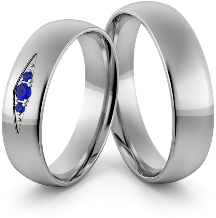 Eminence Obrączki ślubne palladowe 5 mm z szafirami - Pd-106 Pd-106-2